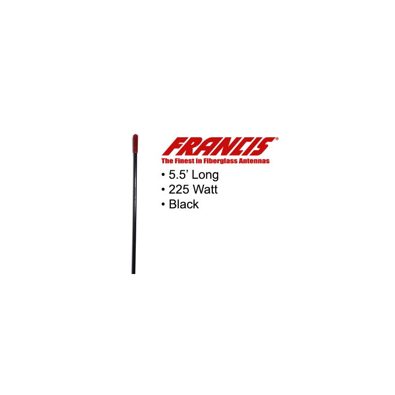 FRANCIS CB26 225-Watt Hot Rod Fiberglass Antenna (Black) 5.5 Feet