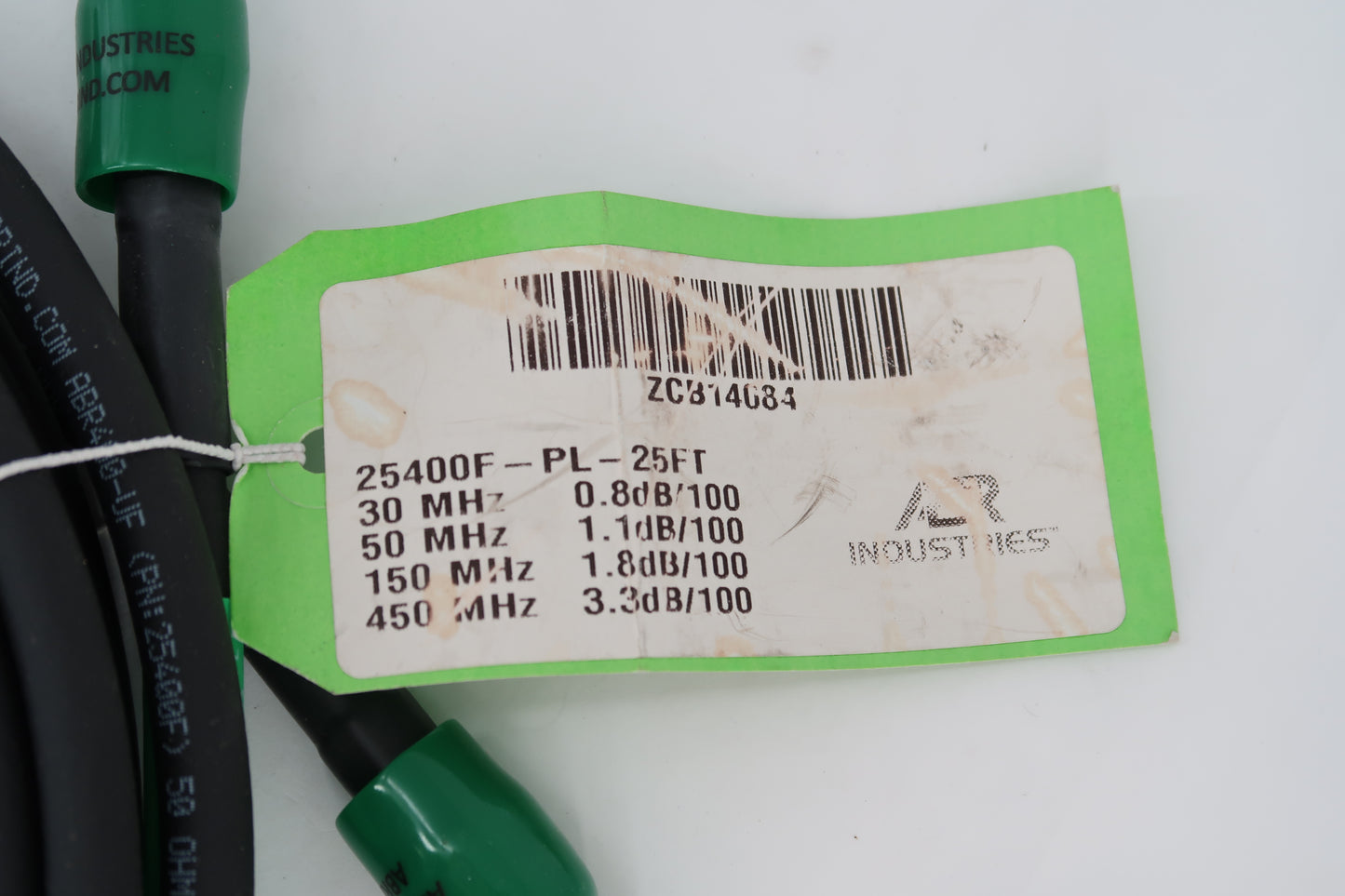 U19857 Never Used ABR Industries 25400F-PL-25FT Coax Cable