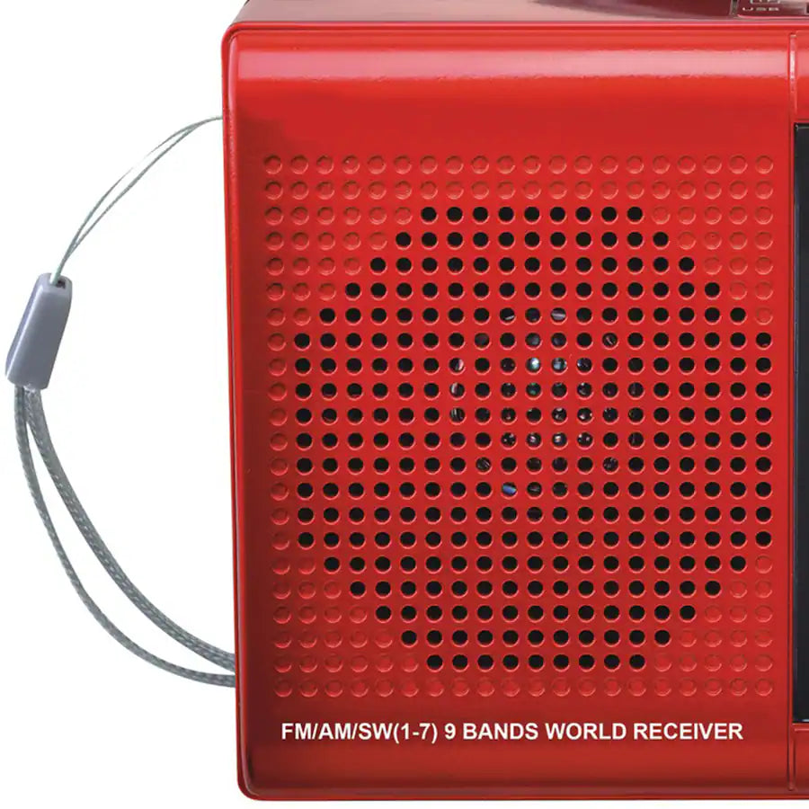 Supersonic - 9-Band Rechargeable Radio Shortwave SC-1080BT, Bluetooth, USB/microSD Card Input - Red
