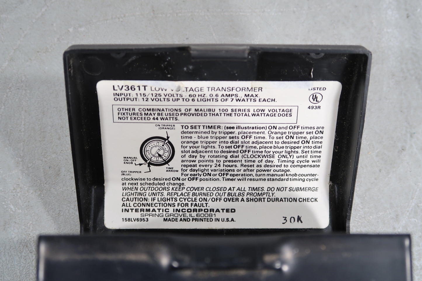 U19522 Used Intermatic Malibu LV361T Low Voltage Transformer