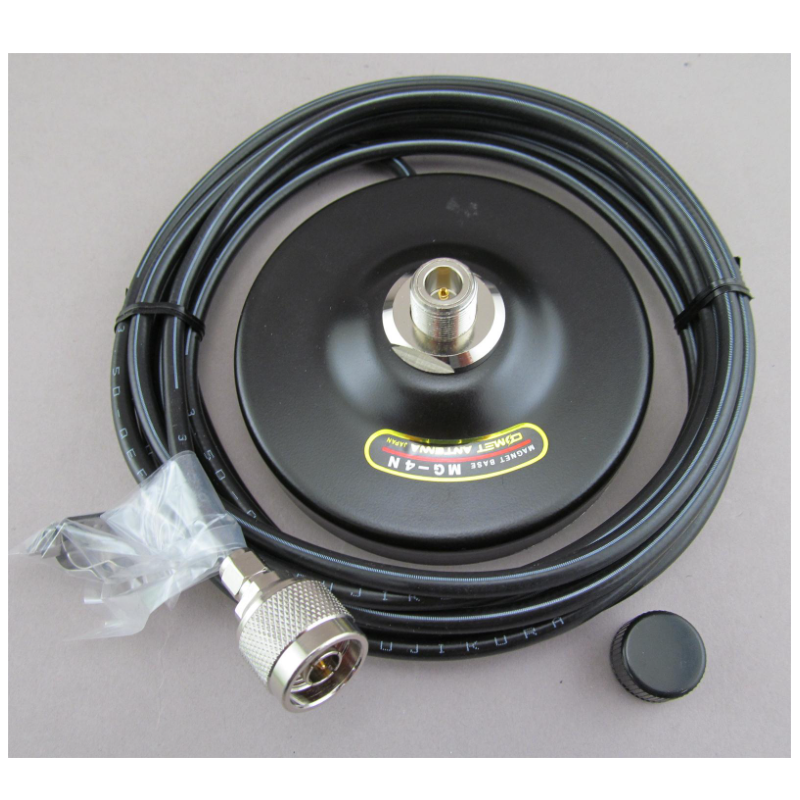 Comet – MG-4N – 4.5″ Magnet w/16’9″ Low loss coax, N-Conns (48″ Max Antenna)