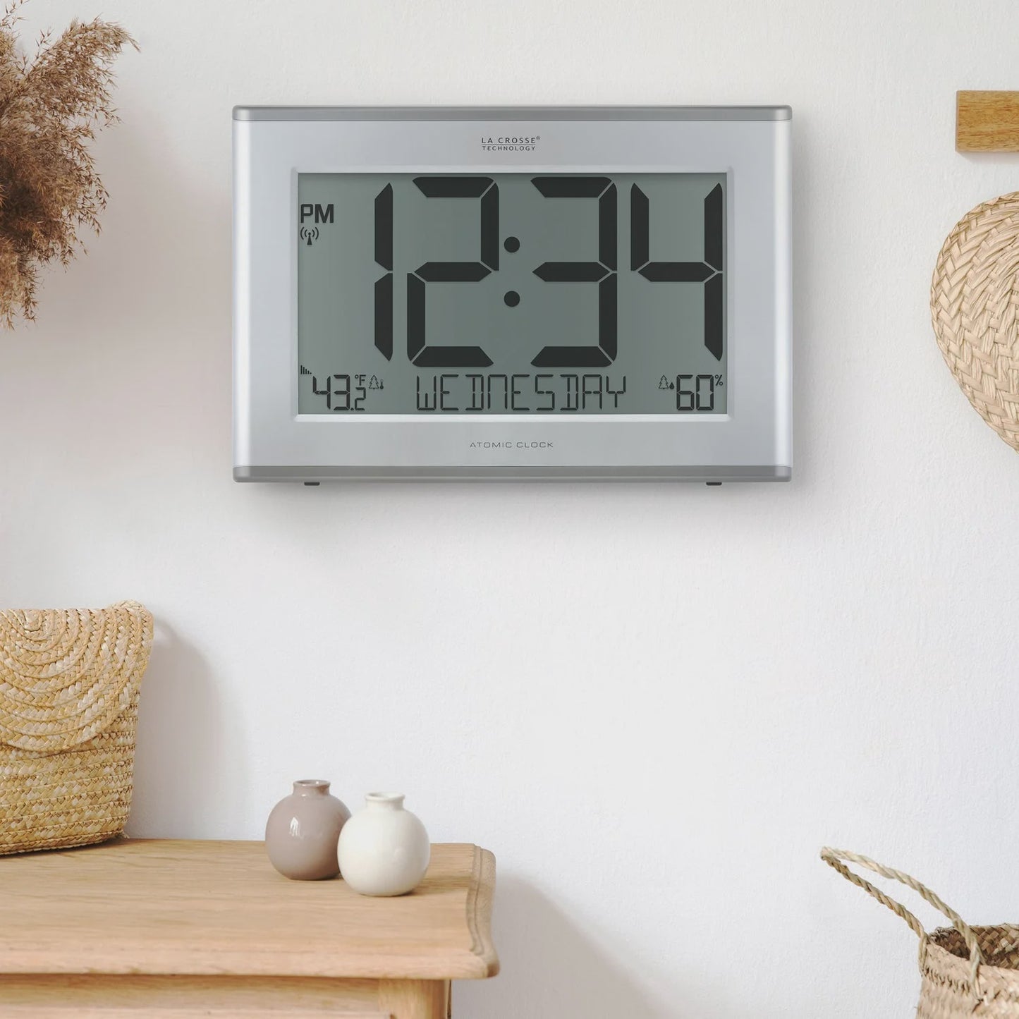 La Crosse Technology Jumbo Atomic Wall Clock with Outdoor Temp and Humidity