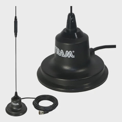Tram 11860 144 to 148 MHz VHF / 440 to 450 MHz UHF Amateur Dual Band Pre-Tuned 4" Magnet Antenna Kit with Rubber Boot