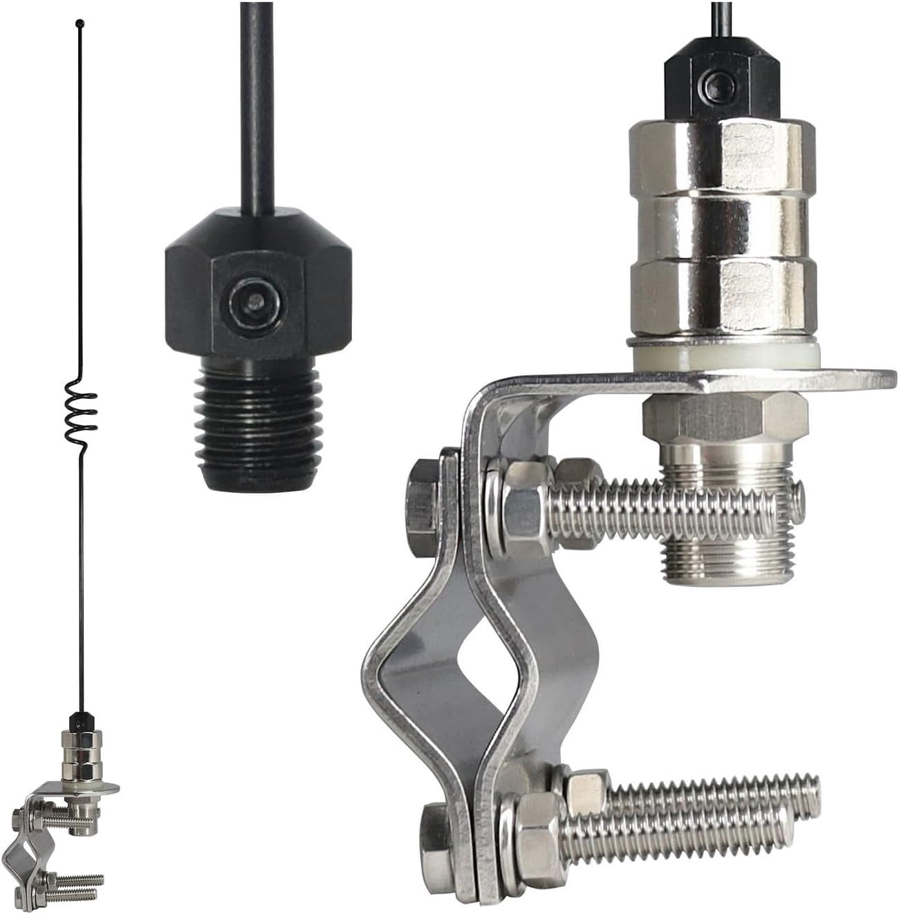 Tram 1183 140 to 170 VHF / 430 to 450 MHz UHF 17 1/4" Tall Dual Band Amateur Antenna w/Stainless Steel Mirror Mount