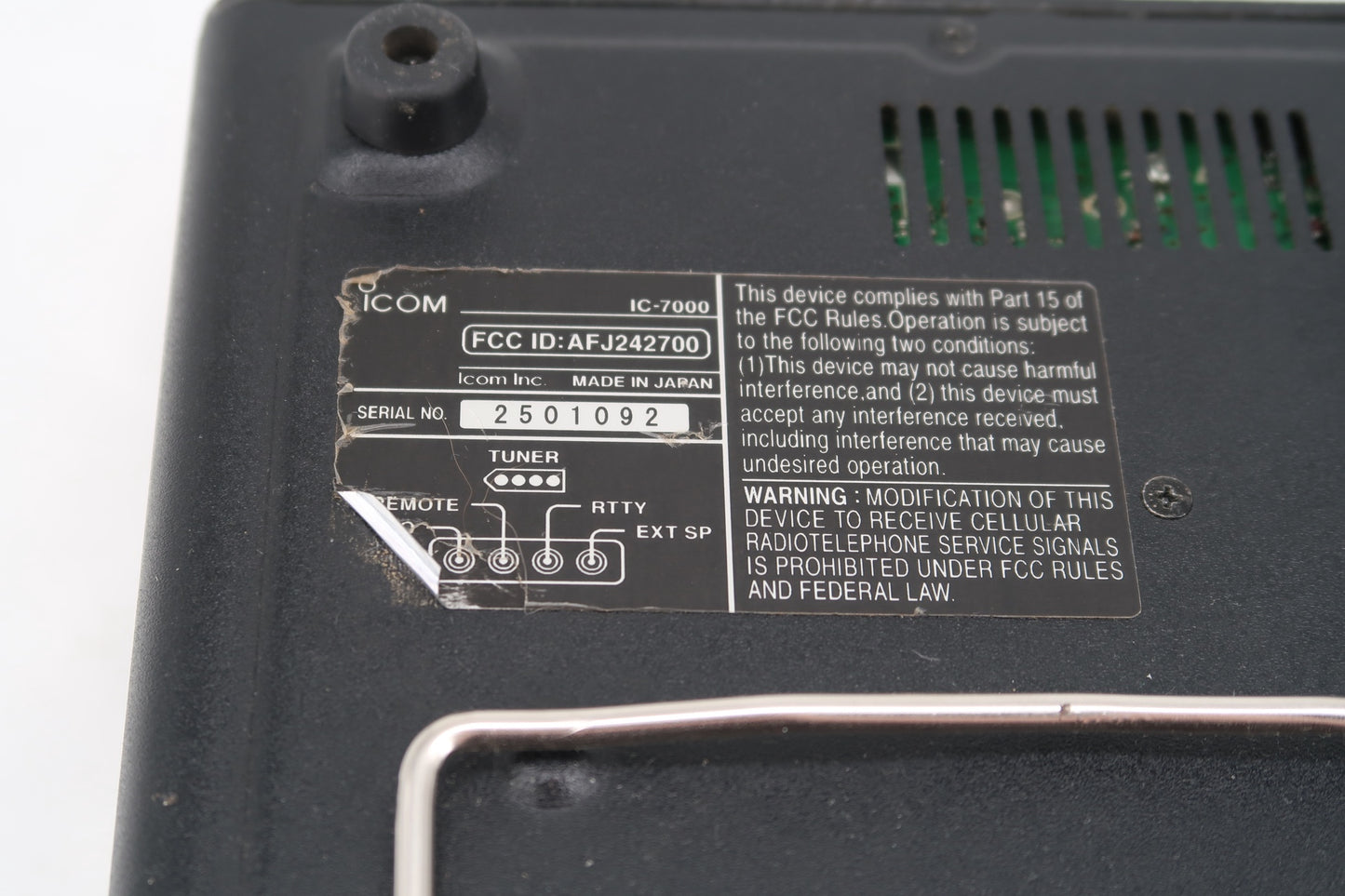 U18708 Used Icom IC-7000 HF/VHF/UHF All-Mode Transceiver w/ Mars Mod & Mic Mod