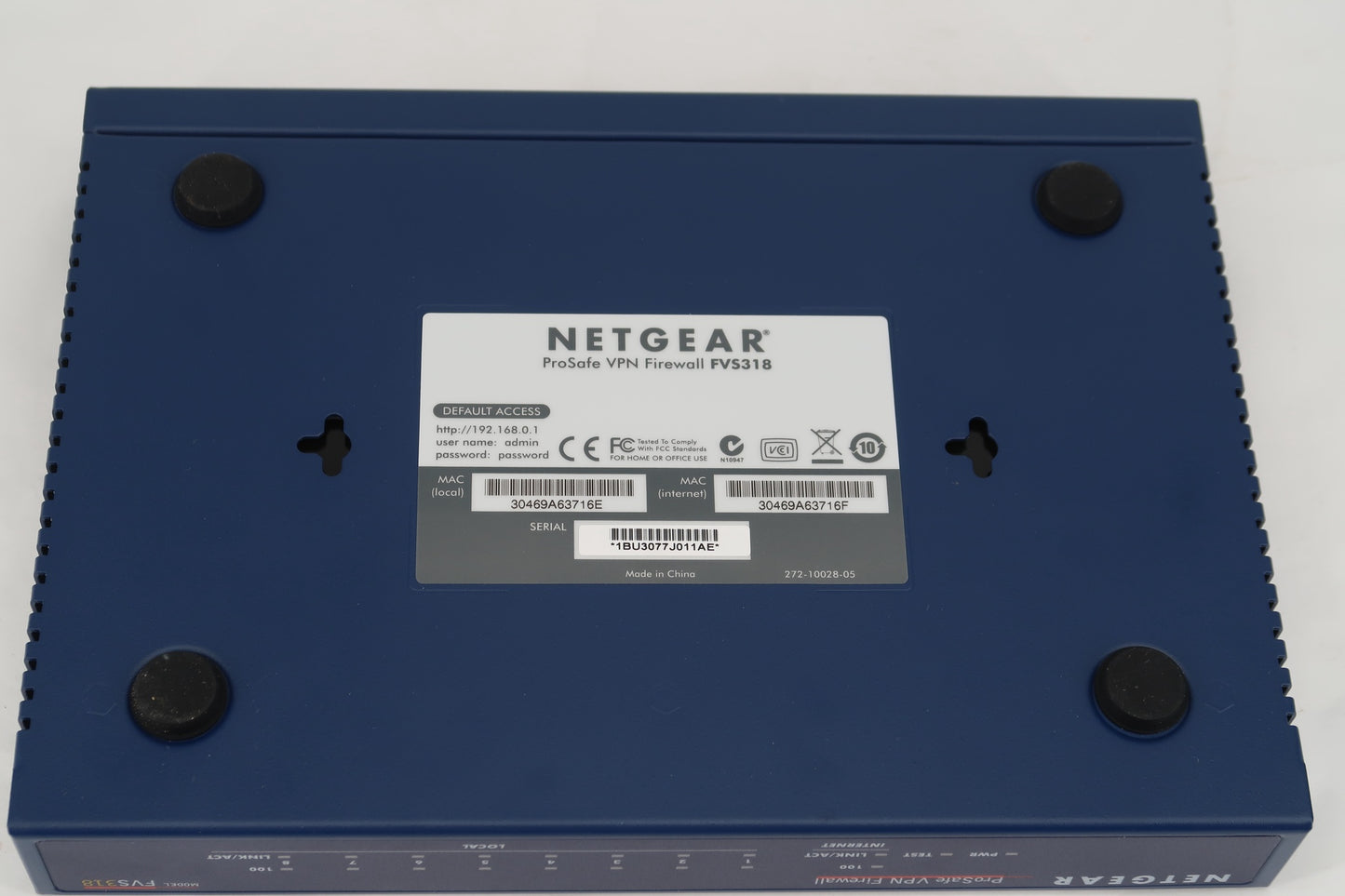 U18741 Used Netgear FVS318 Prosafe 8-Port VPN Firewall