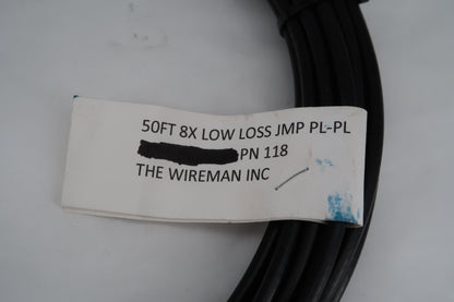 U18776 Never  Used Wireman 50FT 8X Low-Loss Jump PL-PL Coax Cable