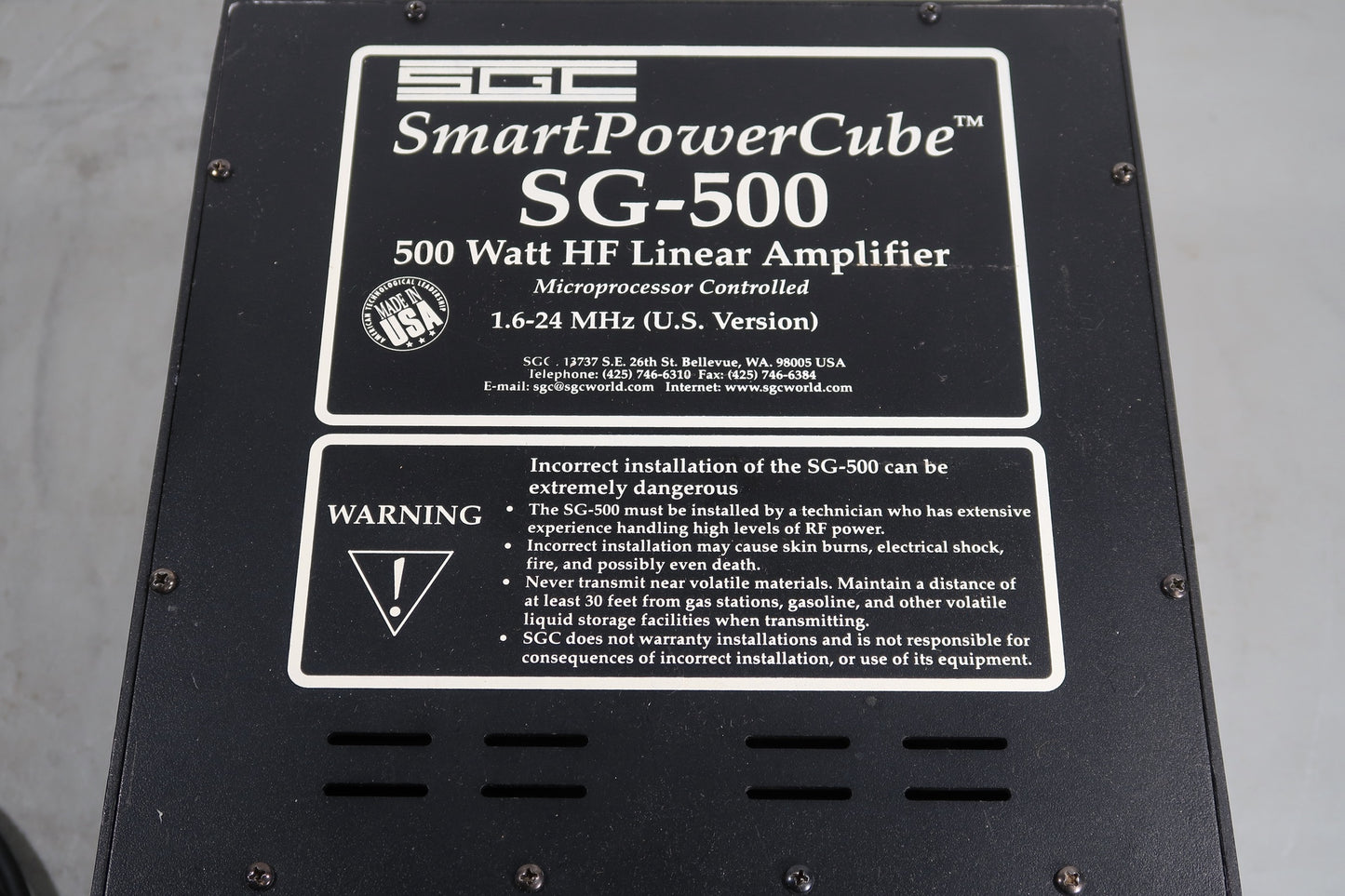 U18848 Used SGC SmartPowerCube SG-500 500W HF Linear Amplifier w/ Fan & Controller