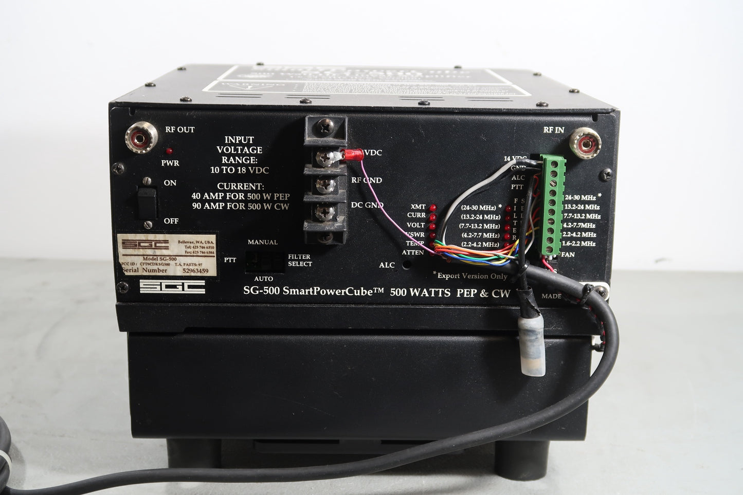 U18848 Used SGC SmartPowerCube SG-500 500W HF Linear Amplifier w/ Fan & Controller