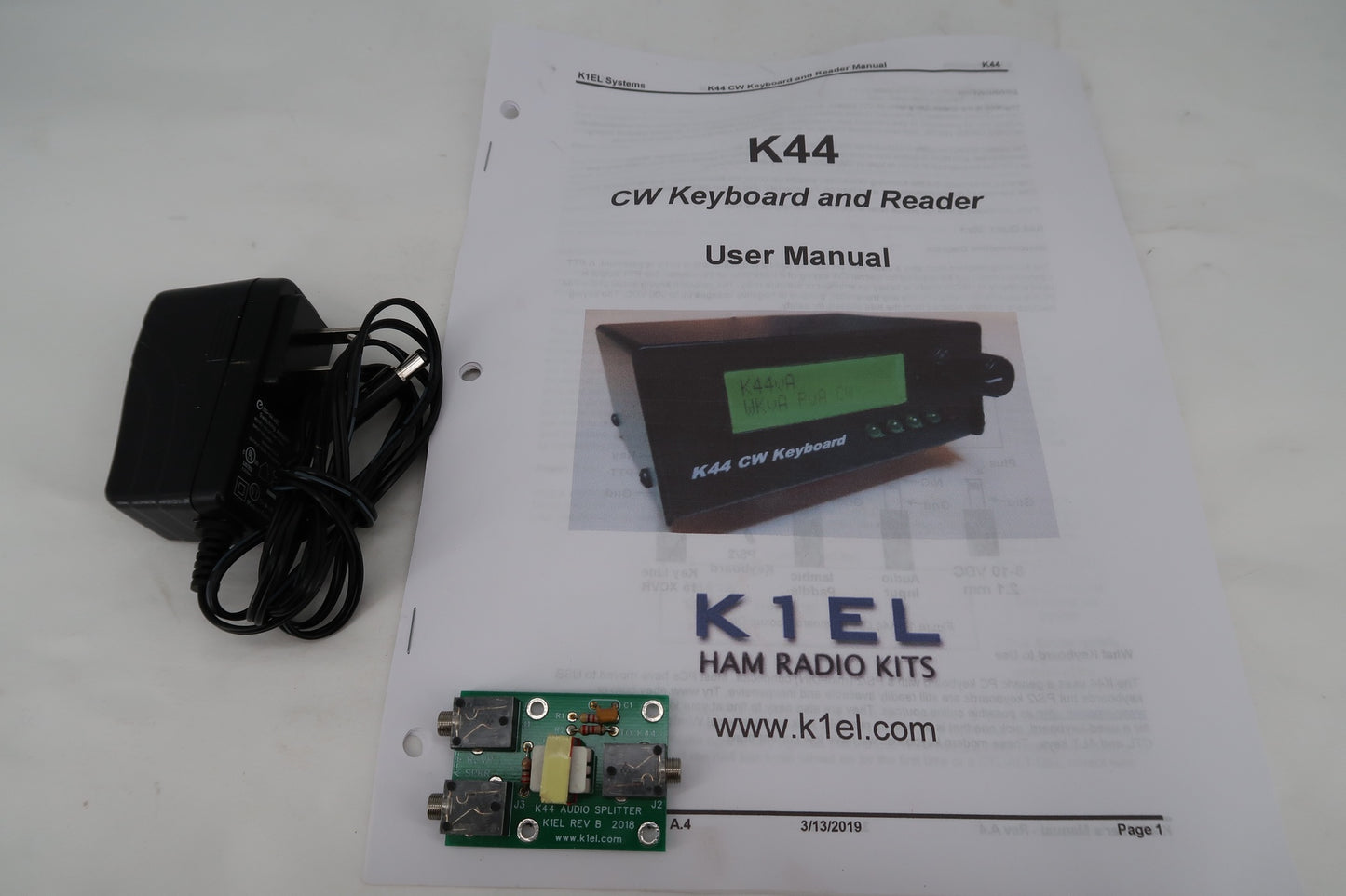 U18852 Used K1EL Model K44 CW Keyboard & Reader w/ Audio Splitter