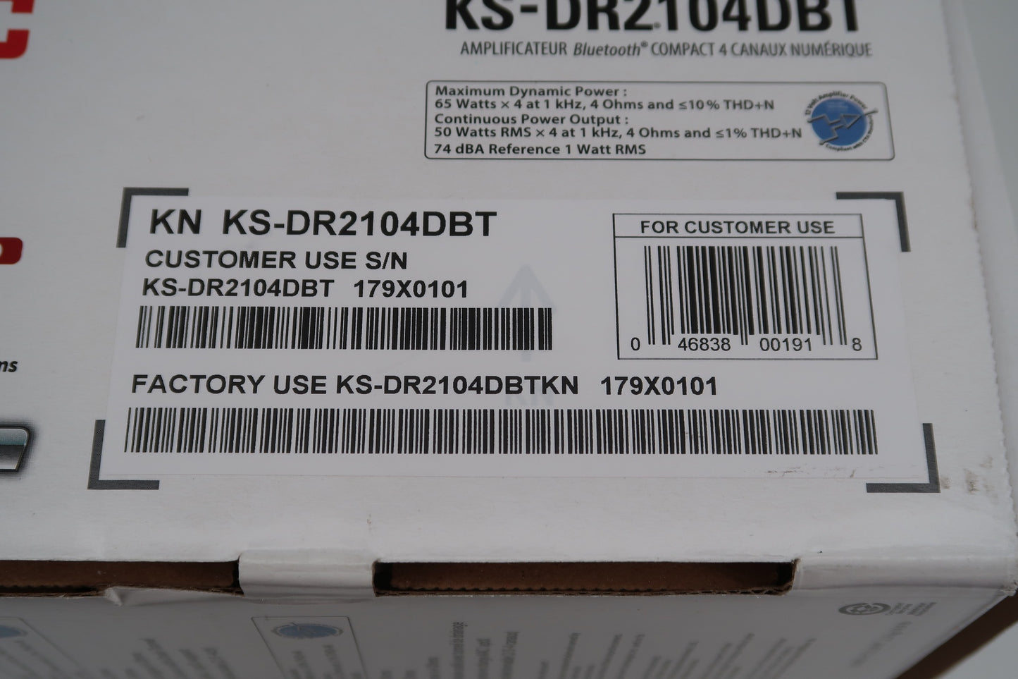 U18960 Never Used JVC Model KS-DR2104DBT Class-D DRVNCompact Bluetooth 4 Channel Digital Amplifier