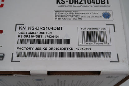 U18960 Never Used JVC Model KS-DR2104DBT Class-D DRVNCompact Bluetooth 4 Channel Digital Amplifier