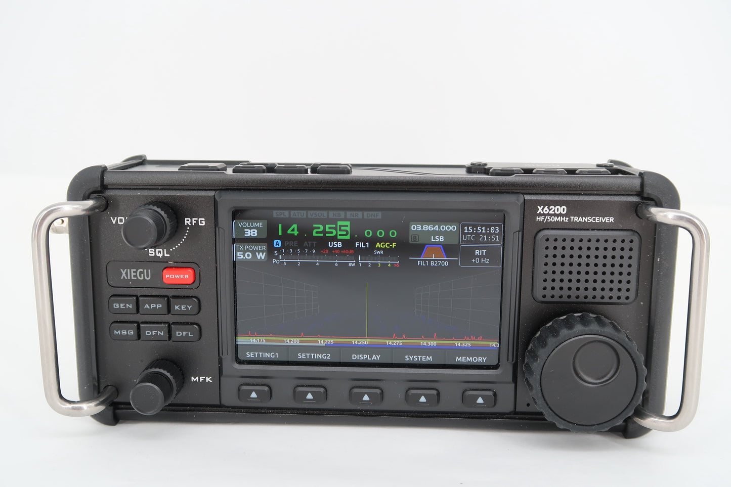 U19109 Used Xiegu X6200 Portable HF/50MHz Transceiver  w/ WR-12 Receiver & Extra Battery