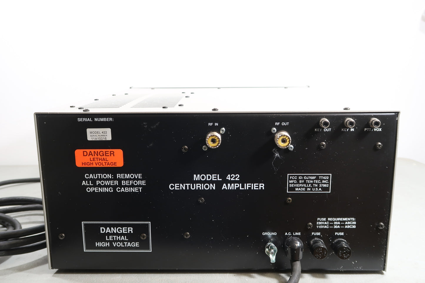 U19130 Used Ten-Tec Model 422 Centurion HF Linear Power Amplifier AS IS Tubes