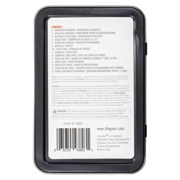 LifeGear First Aid + Survival Adventure Essentials Tin
