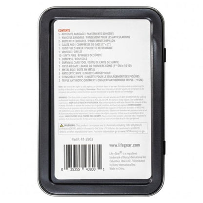 LifeGear First Aid + Survival Adventure Essentials Tin