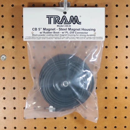 Tram® 5-Inch Black Steel 3/8 x 24 Magnet Mount with RG58 Coaxial Cable and UHF PL-259 Connector
