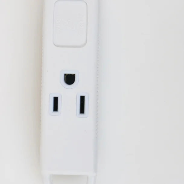 3-Prong 3-Outlet 8 Foot Wall-Hugger Indoor Grounded Extension Cord (White)