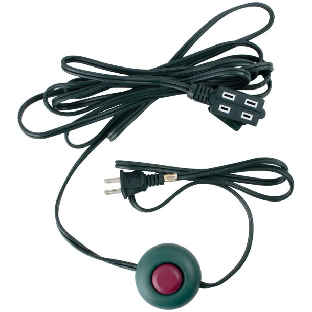 2-Prong 3-Outlet Indoor Extension Cord with Foot Switch, 9ft