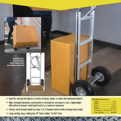 Monster Trucks® SUPER MAXX II™ Aluminum Hand Truck with Foam Rubber Tires, Loop Handle Uninstalled