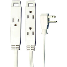 3-Prong 3-Outlet 8 Foot Wall-Hugger Indoor Grounded Extension Cord (White)