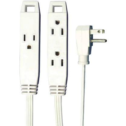 3-Prong 3-Outlet 8 Foot Wall-Hugger Indoor Grounded Extension Cord (White)
