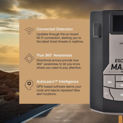 Escort MAX 360c Laser Radar Detector, WiFi and Bluetooth Enabled, Black Blowout Deal!