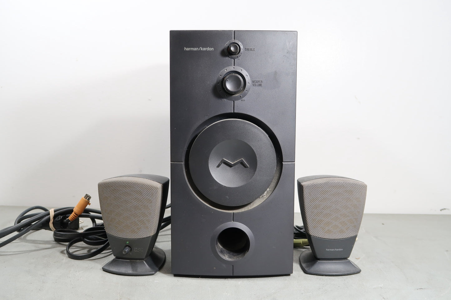 U19670 Used Harmon/Kardon HK395 3-Piece Computer Speaker & Subwoofer Set
