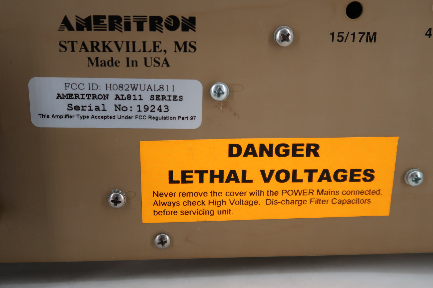U20030 Used Ameritron AL-811 HF Linear Amplifier with RF Parts 572B Tubes