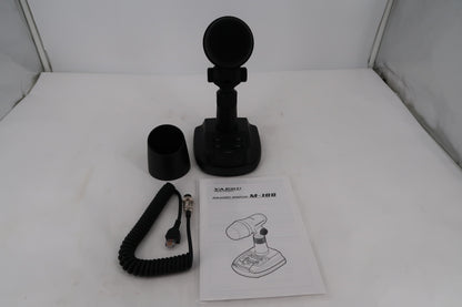 Yaesu M-100 complete set with stand, spare windscreen, coiled cable, and original manual