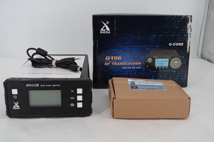 U20047 Used Xiegu Portable HF Station Bundle: G106 QRP Transceiver + XPA125B 100W Amplifier + DE-19 Interface