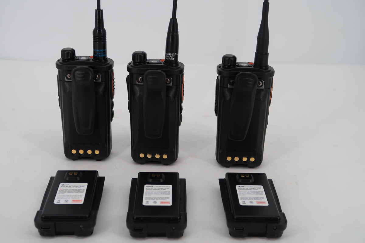 U20050 Used Lot of 3 TIDRADIO TD-H8 GMRS Handheld Radios + 3 extra batteries
