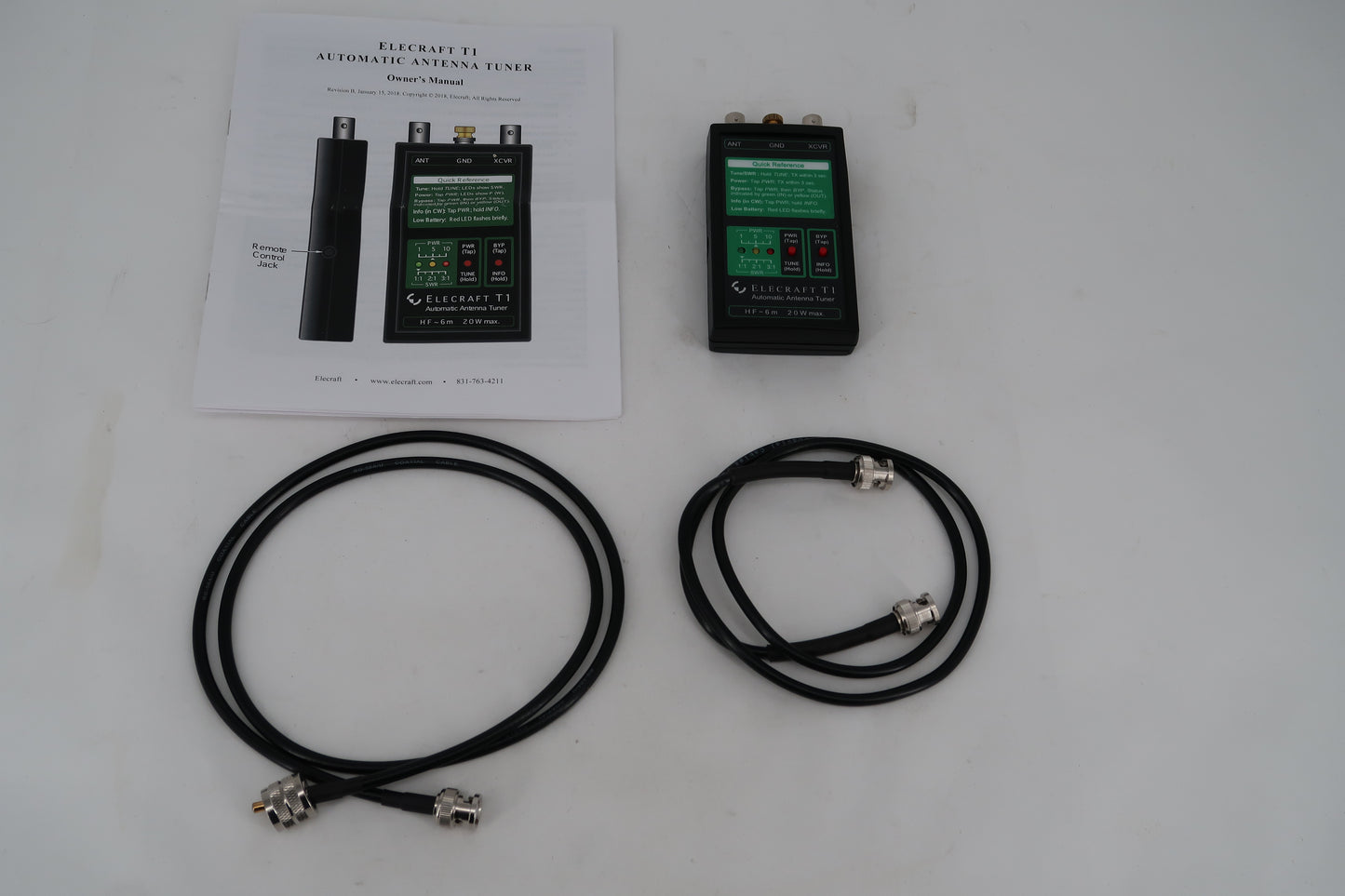 U20060 Never Used Elecraft T1 Automatic Antenna Tuner w/Coax Jumpers