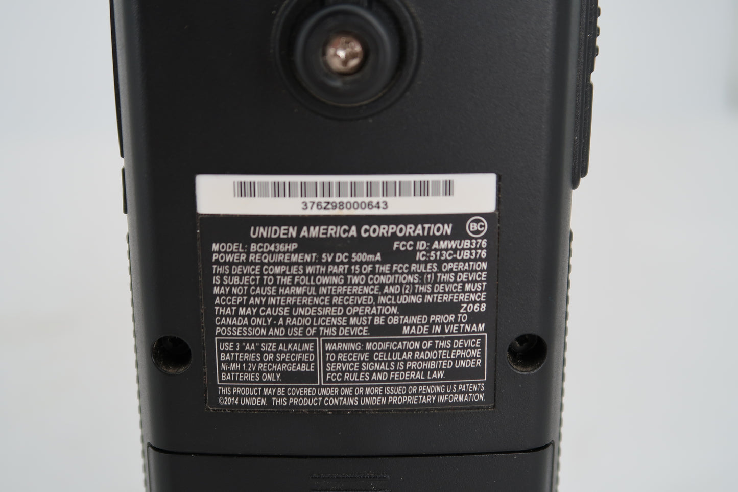 U20093 Used Uniden BCD436HP Scanner - No SD Card