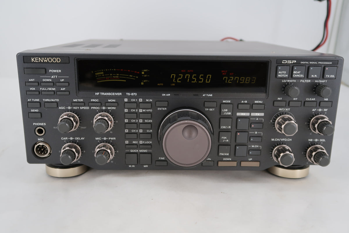 Kenwood TS-870S HF transceiver front panel — clean faceplate with DSP controls and dual frequency display