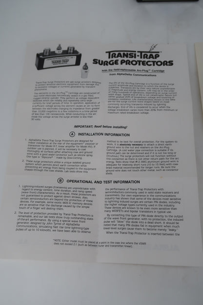 U20113 Alpha Delta Transi-Trap Lightning Protection