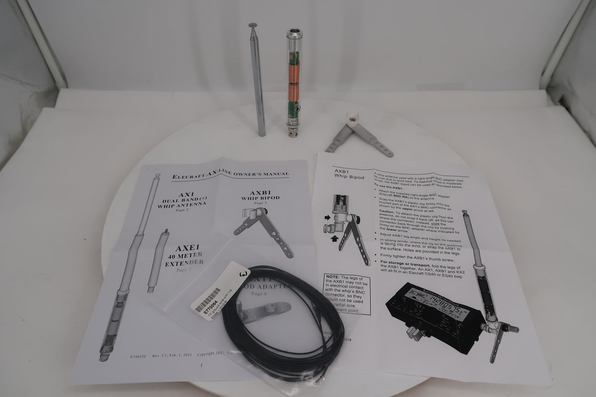 U20129 Used Elecraft AX1 Multi-Band Whip Antenna w/ AXB1 Whip Bipod