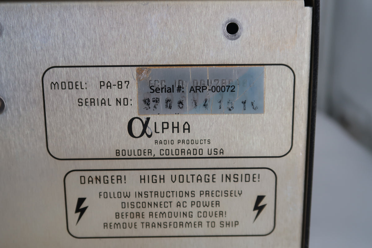 U20136 Used Alpha 87A Omega Amplifier - Limited Edition #10 of 20 (8706041510) Discount for local pick up