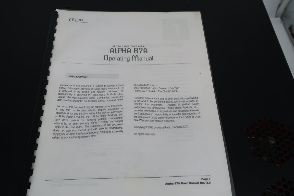 U20136 Used Alpha 87A Omega Amplifier - Limited Edition #10 of 20 (8706041510) Discount for local pick up