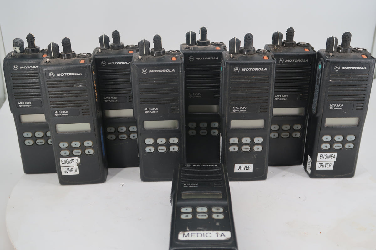 U20209 AS-IS Motorola MTS 2000 Flashport Handie-Talkie FM Radio Lot of 9 Model-H01UCH6PW1BN