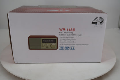 U20249 Never Used Sangean WR-11SE FM/AM Analog Wooden Cabinet Receiver Table Radio