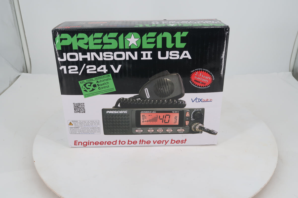 U20250 Never Used President Johnson II USA 12/24V 40-Channel AM CB Radio