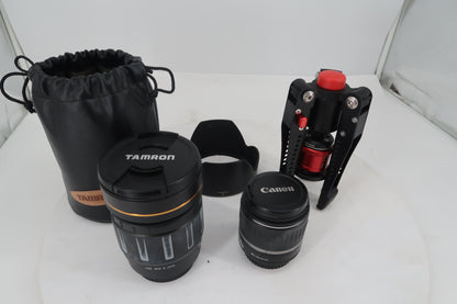 U20284 Used Tamron SP AF 28-105mm f/2.8 & Canon EF-S 18-55mm Lens Kit with iFootage Mini Tripod