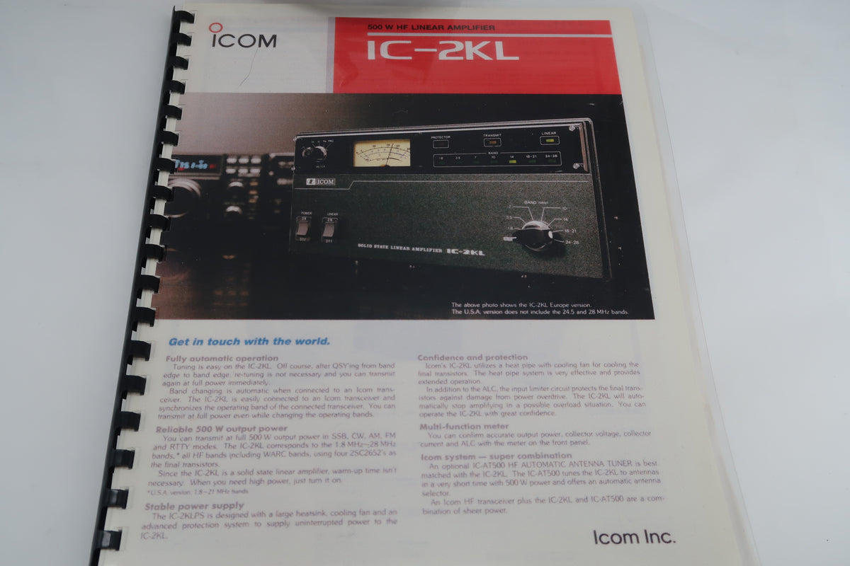 U20318 Used ICOM IC-2KL 500W Linear Amplifier w/10-12M Conversion & IC-2KLPS Power Supply Station