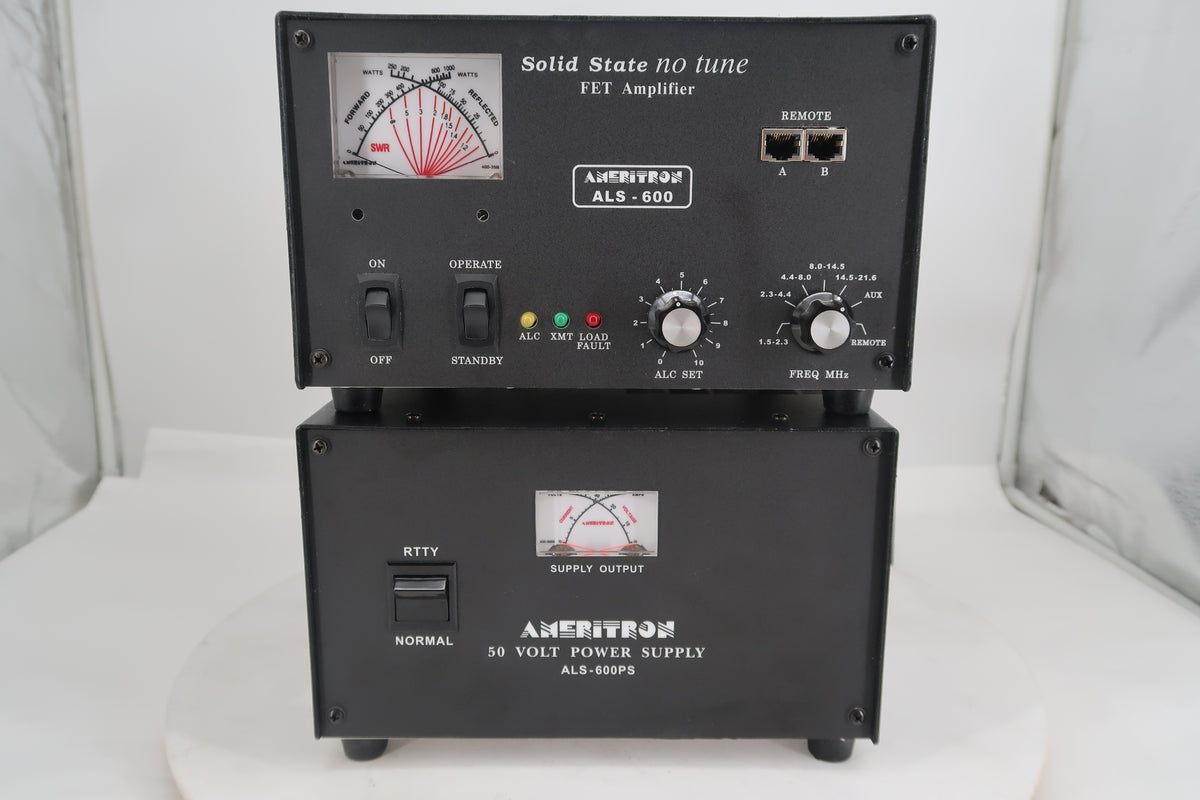 U20326 Used Ameritron AL-600 Solid State 600W Amplifier & AL-600PS Heavy-Duty Power Supply