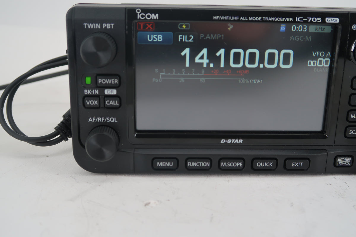 U20345 Used ICOM IC-705 HF/50/144/430MHz All-Mode w/D-STAR 10W QRP Transceiver