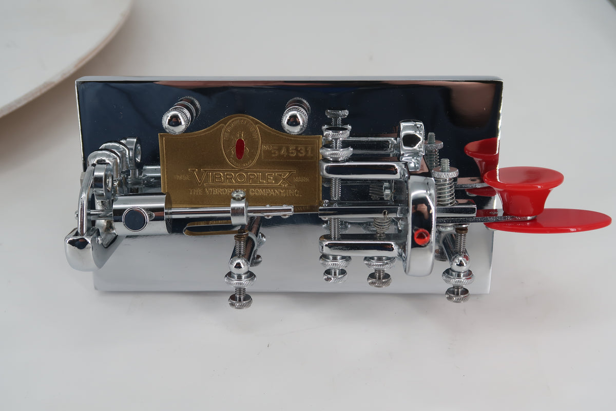 U20356 Used Vibroplex Original Bug Semi-Automatic Key Jeweled  w/Clear Acrylic Case