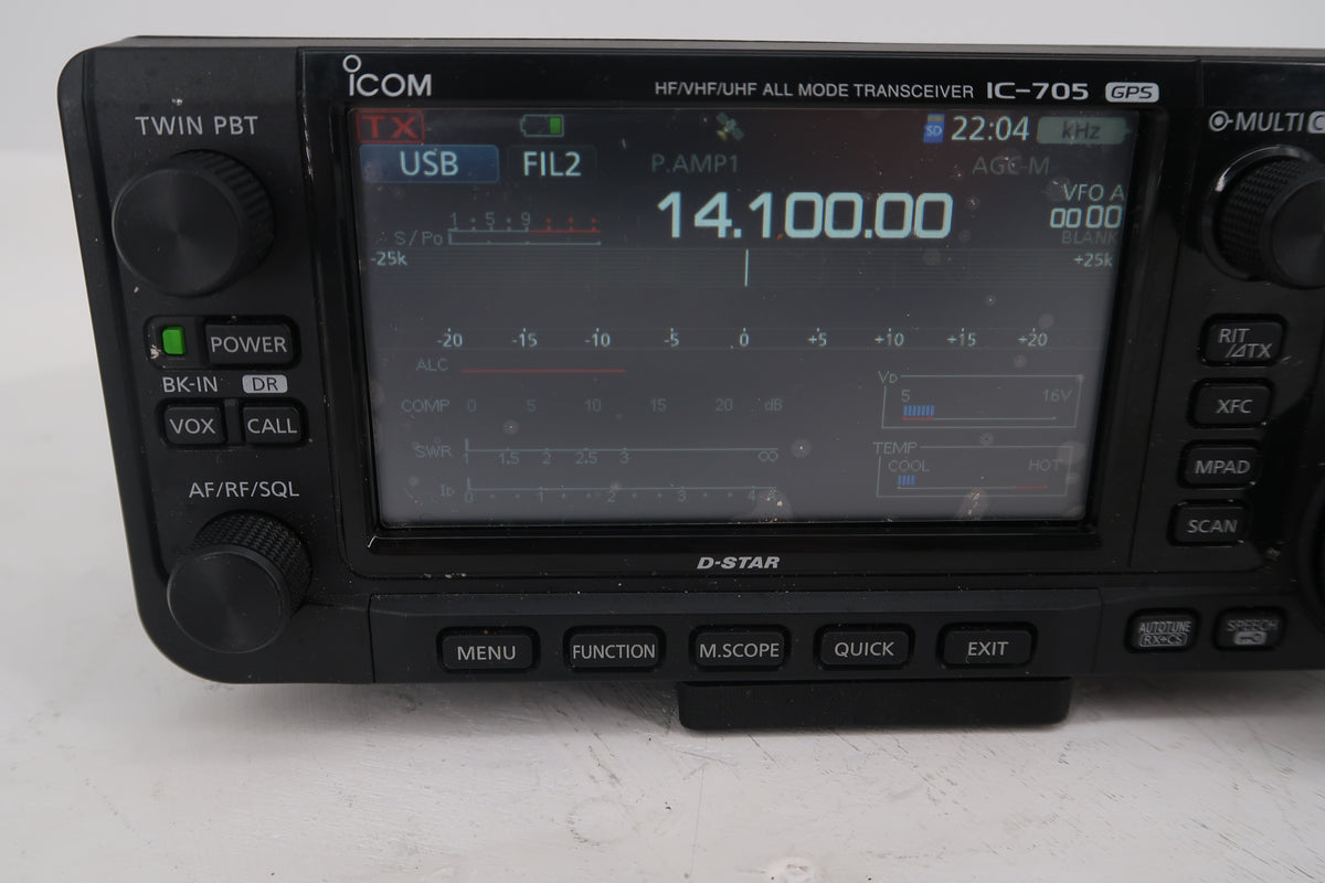 U20366 Used ICOM IC-705 HF/50/144/430MHz All-Mode w/D-STAR 10W QRP Transceiver