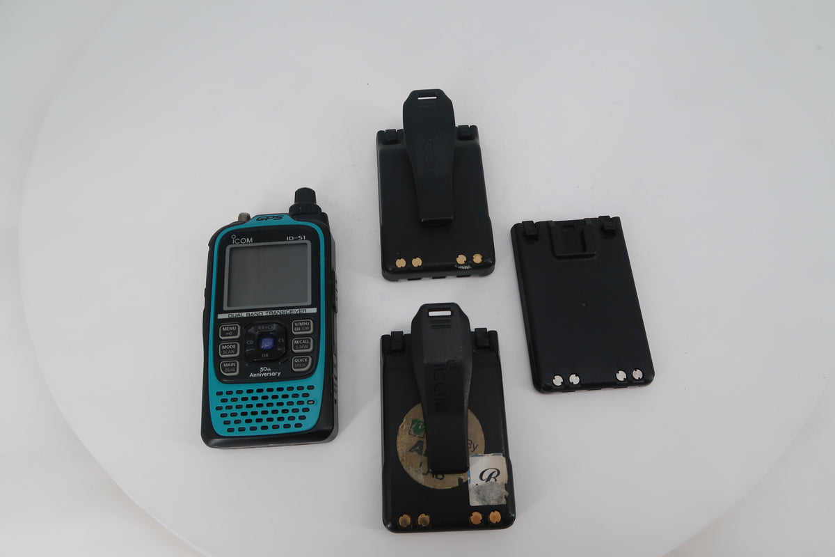 U20412 Used ICOM ID-51A Plus VHF/UHF FM/D-STAR 5W Handheld Transceiver 50th Anniversary Limited Edition