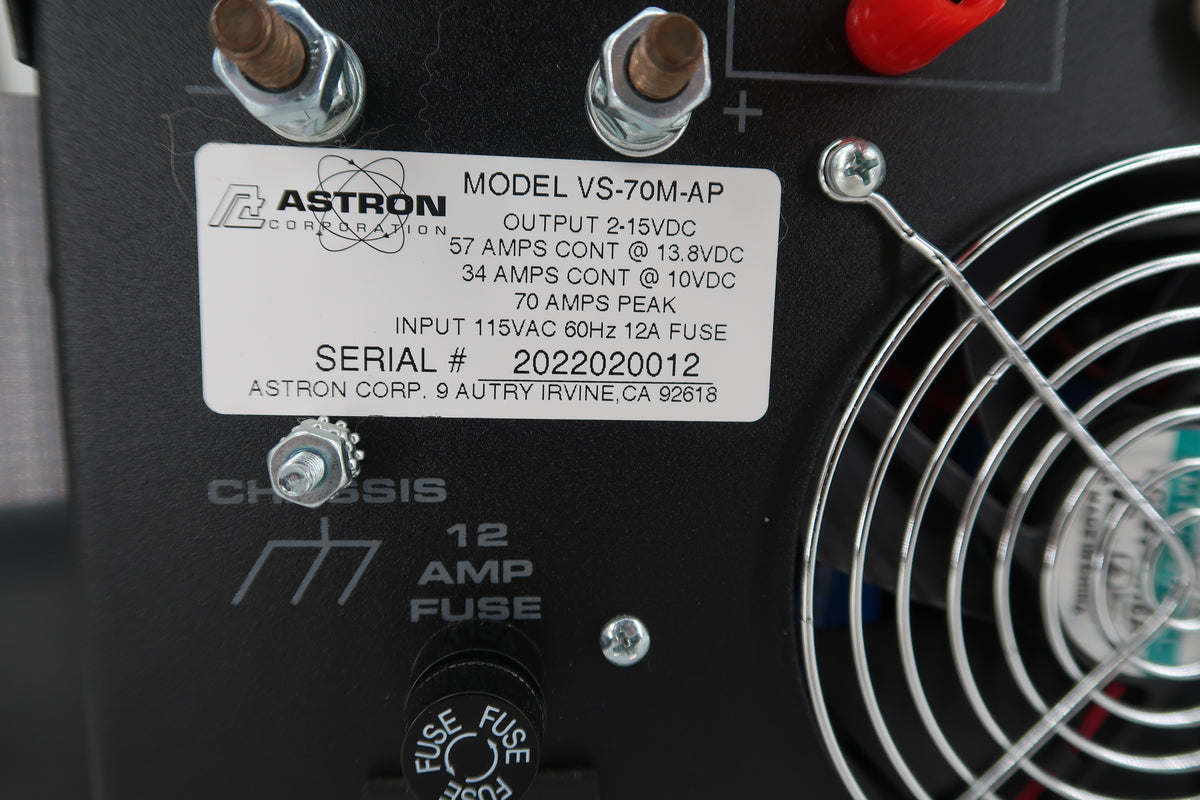 U20422 Used Astron VS-70M-AP Variable Heavy Duty Linear Power Supply 2-15Vdc/70A Peak